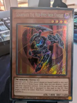 YuGiOh! Gearfried The Red-Eyes Iron Knight LDS1-EN011 Secret Rare 1st Ed - Image 1