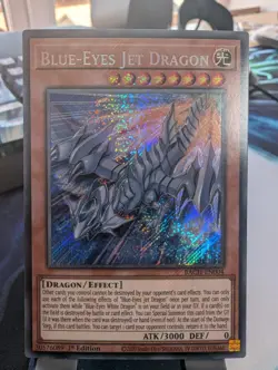 YuGiOh! Blue-Eyes Jet Dragon BACH-EN004 Secret Rare 1st Ed - Image 1
