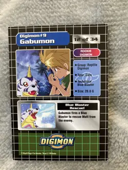 Bandai 1999 Digimon Rookie #9 Gabumon Trading Card VGC - Image 3
