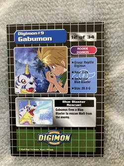 Bandai 1999 Digimon Rookie #9 Gabumon Trading Card VGC - Image 4