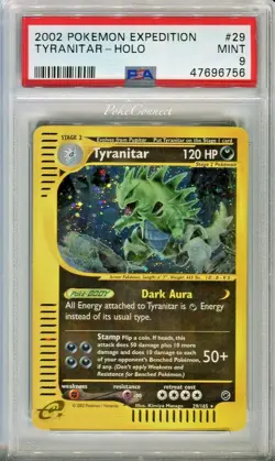 PSA 9 MINT Pokemon TYRANITAR Holo Rare 2002 Expedition 29/165 - Image 1