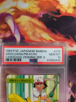 Pokemon Card carddass vending anime Japanese Ash Pikachu Tennis #275 Lua PSA 10 - Image 4