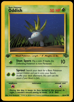 Oddish 58/64 1st Edition Jungle NM Pokemon Card - Image 1