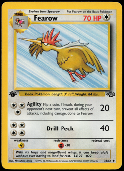 Fearow 36/64 1st Edition Jungle LP Pokemon Card - Image 1