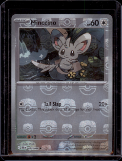 Minccino 075/086 Master Ball Reverse Holo Pokemon Card NM/Mint SV: Black Bolt - Image 1