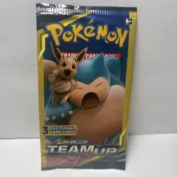 Pokemon Team Up 3-Card (Eevee and Snorlax) Booster Pack - Image 2