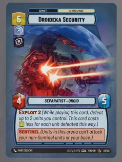 Star Wars Unlimited TotR Hyperspace OP Card 02/20 Droideka Security - Image 1