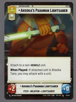 Star Wars Unlimited TotR Hyperspace OP Card 03/20 Ahsokas Padawan Lightsaber - Image 1