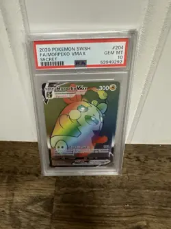 Morpeko VMAX 204/202 Rainbow Secret Rare Holo Card Sword & Shield Pokemon PSA 10 - Image 1