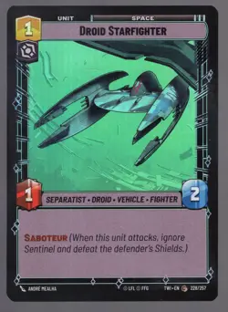 Star Wars Unlimited TotR Foil Card TWI228 Droid Starfighter - Image 1