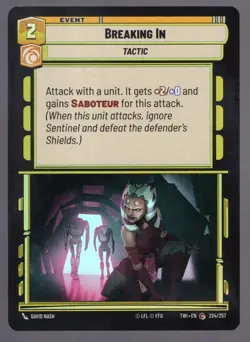 Star Wars Unlimited TotR Foil Card TWI224 Breaking In - Image 1