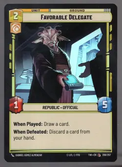 Star Wars Unlimited TotR Foil Card TWI208 Favorable Delegate - Image 1
