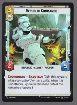 Star Wars Unlimited TotR Foil Card TWI243 Republic Commando - Image 1