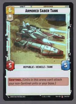 Star Wars Unlimited TotR Foil Card TWI245 Armored Saber Tank - Image 1