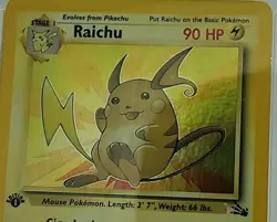 1999 Fossil Raichu Holo 1st Edition PSA 6 EX-MT Pokemon TCG Graded Card - Image 2