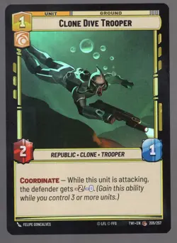 Star Wars Unlimited TotR Foil Card TWI205 Clone Dive Trooper - Image 1