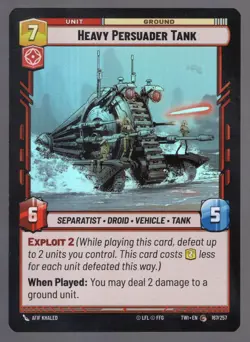 Star Wars Unlimited TotR Foil Card TWI167 Heavy Persuader Tank - Image 1