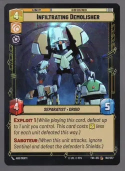 Star Wars Unlimited TotR Foil Card TWI182 Infiltrating Demolisher - Image 1