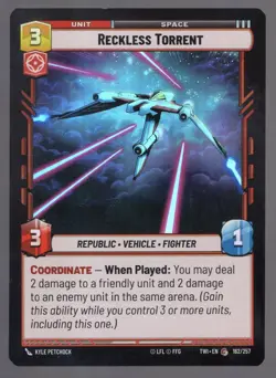 Star Wars Unlimited TotR Foil Card TWI162 Reckless Torrent - Image 1