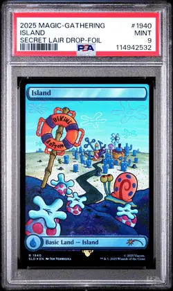 MTG Island FOIL SpongeBob Secret Lair Drop (SLD) Rare Magic #1940 PSA 9 Mint - Image 1