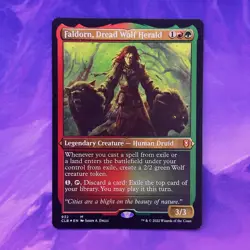 DISPLAY THICK FOIL ETCHED Faldorn, Dread Wolf Herald Commander MTG 932 CLB Wolf - Image 1