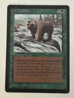 Magic the Gathering MTG Beta Grizzly Bears MP (Beta Bob) - Image 1