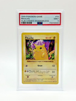 1999 Pokemon Shadowless Yellow Cheeks Pikachu - #58/102 Base Set PSA 9 MINT - Image 1