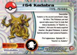 #64 Kadabra Pokemon Topps Cards Fast Shipping! - Image 2
