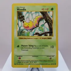 Pokemon TCG - Weedle 69/102 Base Set Common Shadowless WOTC 1999 - HP - Image 2