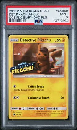 Detective Pikachu #SM190 2019 Pokemon SM Black Star Promo Holo DVD • PSA 9 - Image 1