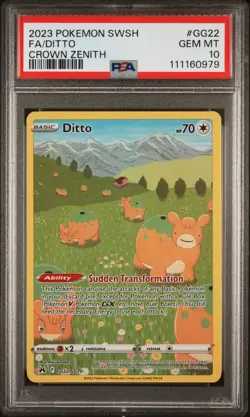 Ditto #GG22 2023 Pokemon Sword And Shield Crown Zenith Full Art PSA 10 - Image 1