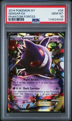 PSA 10 GENGAR EX 34 XY PHANTOM FORCES POKEMON GEM MINT - Image 1