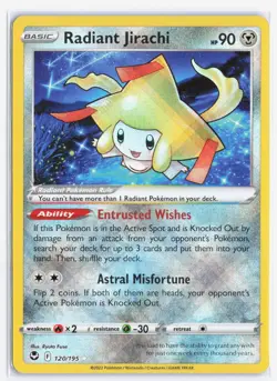 Pokemon TCG Radiant Jirachi Pokemon Silver Tempest 120/195 Radiant Rare NM - Image 1