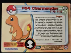 Charmander #04 Topps TV Animation Edition Green Label Non Holo Pokemon 1999 MP - Image 2