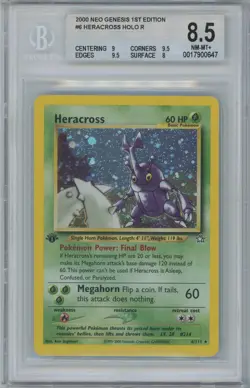 Heracross BGS 8.5 2000 Pokemon Neo Genesis 1st Edition Holo R #6 - Image 1
