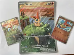 Pokemon TGC Victini Illustration Collection Promo | Full Art Rare Holo | 3 Cards - Image 1