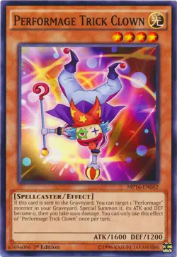 Yugioh! MP Performage Trick Clown - MP16-EN062 - Common - 1st Edition Moderately - Image 1
