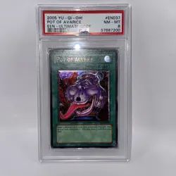 Yu-Gi-Oh! TCG Pot of Avarice Ultimate Rare Non Edition Holo EEN-en037 PSA 8 - Image 1
