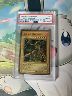 2003 Yu-Gi-Oh LOD Tyrant Dragon 1st Edition Ultra Rare PSA 8 - Image 2