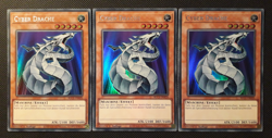 Yu-Gi-Oh! 3x Cyber Drache, BLC1-DE020, Silver Ultra Rare, 1. A., Deutsch, NM-EX - Image 1