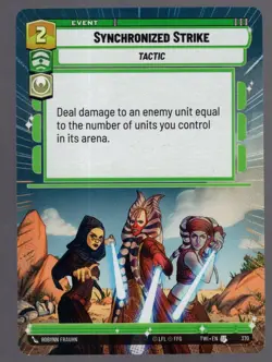 Star Wars Unlimited TotR Hyperspace Card TWI370 Synchronized Strike - Image 1