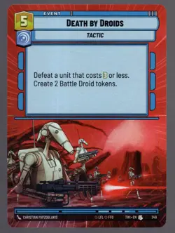 Star Wars Unlimited TotR Hyperspace Card TWI349 Death by Droids - Image 1