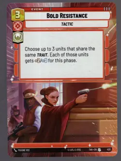 Star Wars Unlimited TotR Hyperspace Card TWI420 Bold Resistance - Image 1