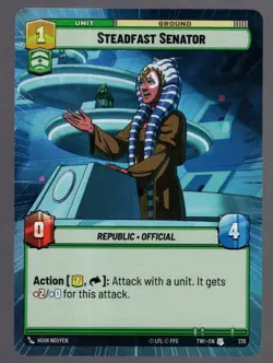 Star Wars Unlimited TotR Hyperspace Card TWI376 Steadfast Senator - Image 1