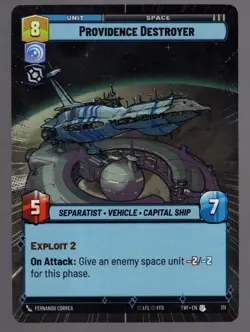 Star Wars Unlimited TotR Hyperspace Card TWI311 Providence Destroyer - Image 1