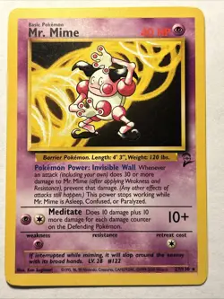 2000 Pokemon TCG Mr. Mime 27/130 Base Set 2 Non Holo Rare Card Vintage WOTC LP - Image 1