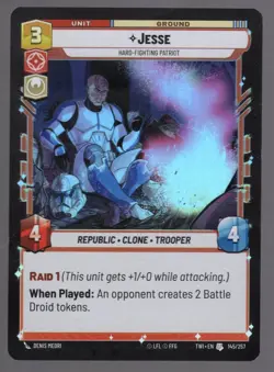 Star Wars Unlimited TotR Foil Card TWI145 Jesse Hard-Fighting Patriot - Image 1