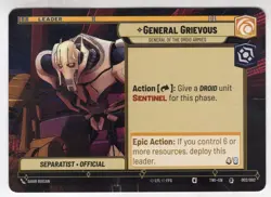 Star Wars Unlimited TotR Pre Release Card 002/002 General Grievous - Image 1