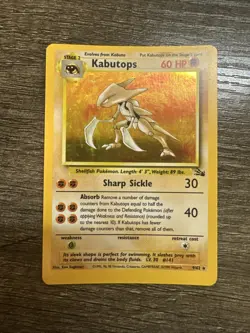 Kabutops 1999 Fossil 9/62 Holo ERROR MISPRINT MISCUT OC HOLO Pokemon Card - Image 1
