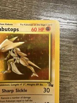 Kabutops 1999 Fossil 9/62 Holo ERROR MISPRINT MISCUT OC HOLO Pokemon Card - Image 3